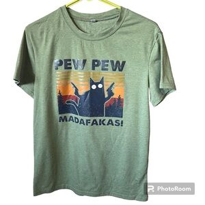 Graphic Tee Cat Pew Pew Madafackas SZ Medium